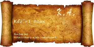 Kéri Alex névjegykártya